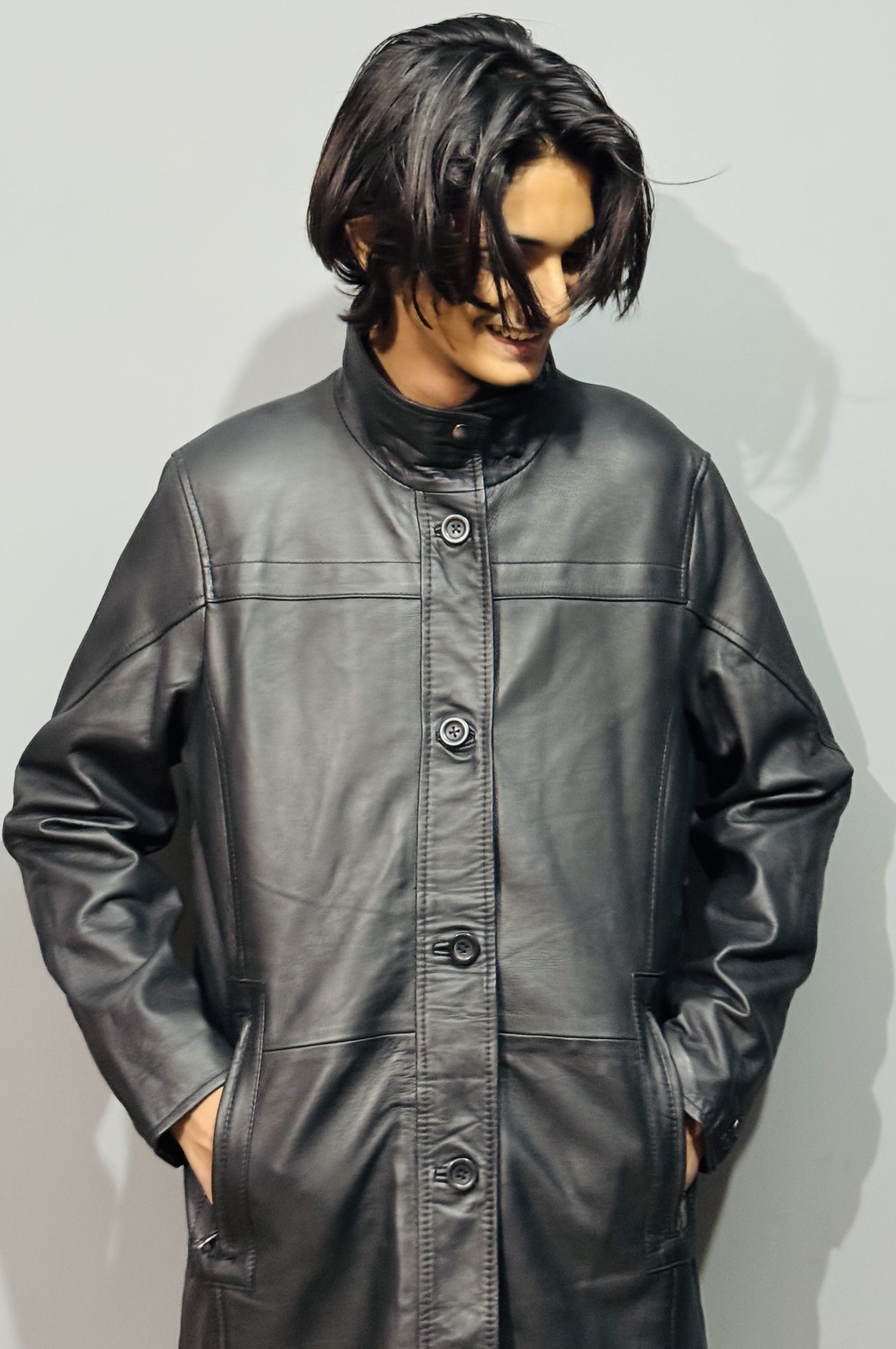 Black Leather Coat Vintage Oversized Leather Jacket - Image 1